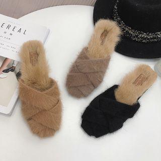 Square Toe Furry Mules
