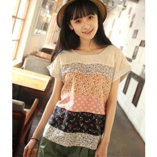 Short-sleeve Print Panel T-shirt