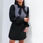 Long Sleeve Bow-detail Paneled Dress