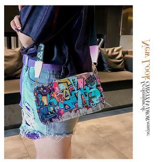 Faux-leather Graffiti Crossbody Bag