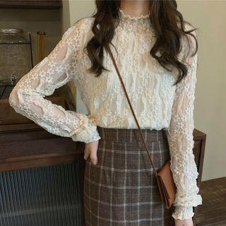 Lettuce Edge Lace Top Almond - One Size
