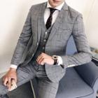Set: Plaid Blazer + Plaid Vest + Plaid Dress Pants