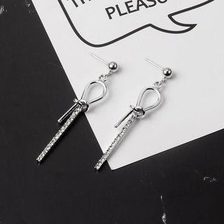 Rhinestone Alloy Knot Dangle Earring 1 Pair - Silver - One Size