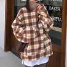 Mock-turtleneck Plaid Pullover As Shown In Figure - One Size