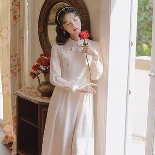 Frog-button Long-sleeve Dress