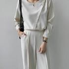 Diagonal Button-trim Blouse