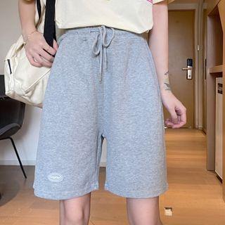 Wide-leg Plain Sweatshorts