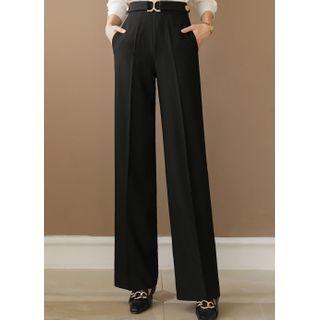 Buckled-waist Zip-side Dress Pants
