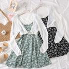 Set: Summer Knit Cardigan + Floral Sleeveless Dress