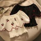 Cherry Embroidered Smocked Blouse