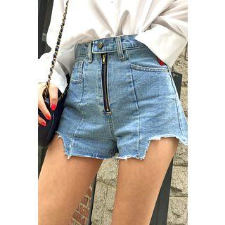 Zip-detail Denim Shorts