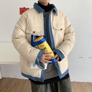 Padded Buttoned Paneled Jacket
