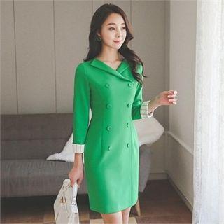 Double-breasted Contrast-cuff Sheath Dress