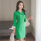 Double-breasted Contrast-cuff Sheath Dress