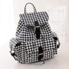 Faux-leather Drawstring Plaid Backpack
