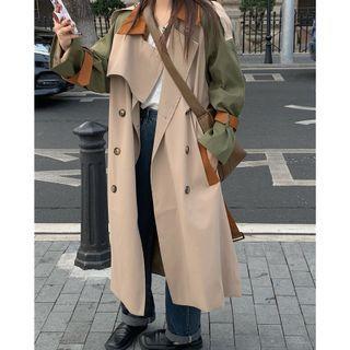 Two-tone Trench Coat Khakii - One Size
