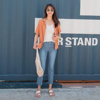 Fray-hem Denim Straight-cut Jeans