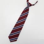 Striped No Tie Neck Tie Blue Stripes - Wine Red - One Size