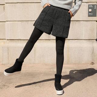 Set: Fleece Shorts + Brushed-fleece Lined Leggings