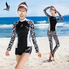 Set : Zebra Print Rashguard + Swim Shorts / Pants