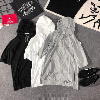 Metal Ring Detail Short-sleeve Hooded T-shirt