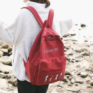 Lettering Canvas Zip Backpack