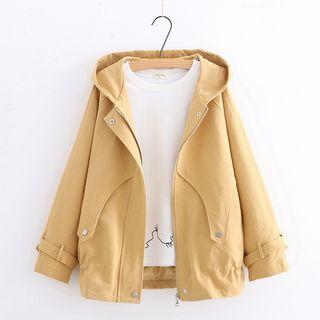 Gathered-waist Hooded Jacket