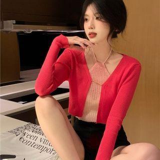Knit Halter Top / Cropped Cardigan