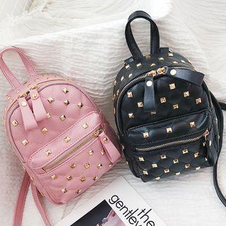 Faux Leather Studded Mini Backpack