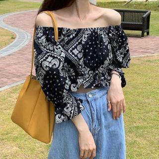 Puff-sleeve Paisley Print Blouse