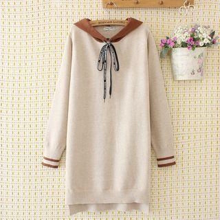 Color Block Knitted Hoodie Dress