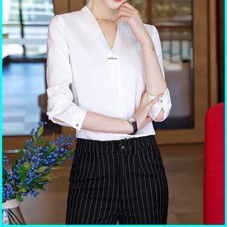 Set: V-neck Blouse + Pencil Skirt + Dress Pants