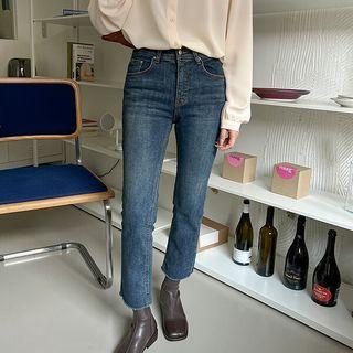 Plus Size Napped Straight-leg Jeans