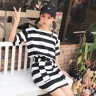 Set: Striped Short-sleeve T-shirt + Mini Skirt