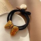 Bow Alloy Hair Tie 1pc - Gold & Black - One Size