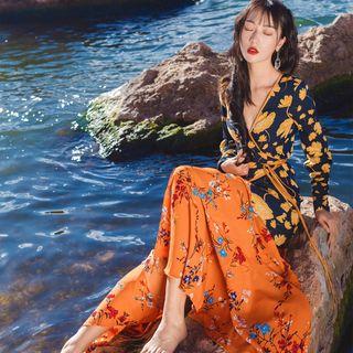 Flower Print Long-sleeve Sundress