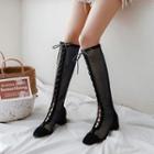 Lace-up Block Heel Short Boots / Knee High Boots