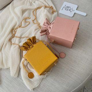 Faux Leather Box Style Crossbody Bag