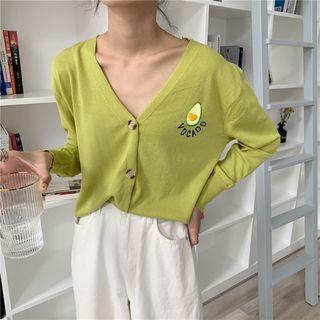 Avocado Embroidered Cardigan