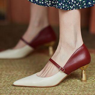 Pointed Kitten Heel Mary Jane Pumps