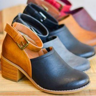 Faux Leather Ankle Strap Clogs