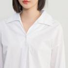 Open-placket Loose-fit Blouse White - One Size
