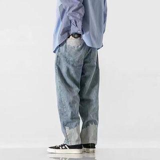 Striped Panel Tapered Jeans