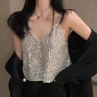 Sequined Camisole Top Silver - One Size
