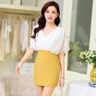 Short-sleeve Two-tone Dress