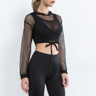 Mesh Cropped Hoodie