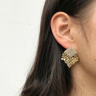 Rhinestone & Sequined Drop Earring 1 Pair - As Shown In Figure - One Size