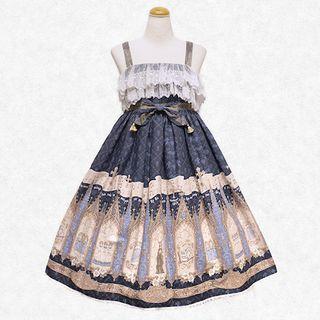 Sleeveless A-line Patterned Dress / Hair Band