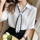 Sort-sleeve Dotted Neckerchief Blouse