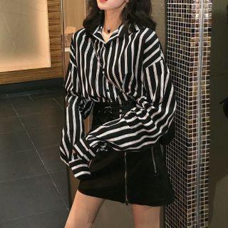 Set: Zebra Print Shirt + Faux Leather Skirt
